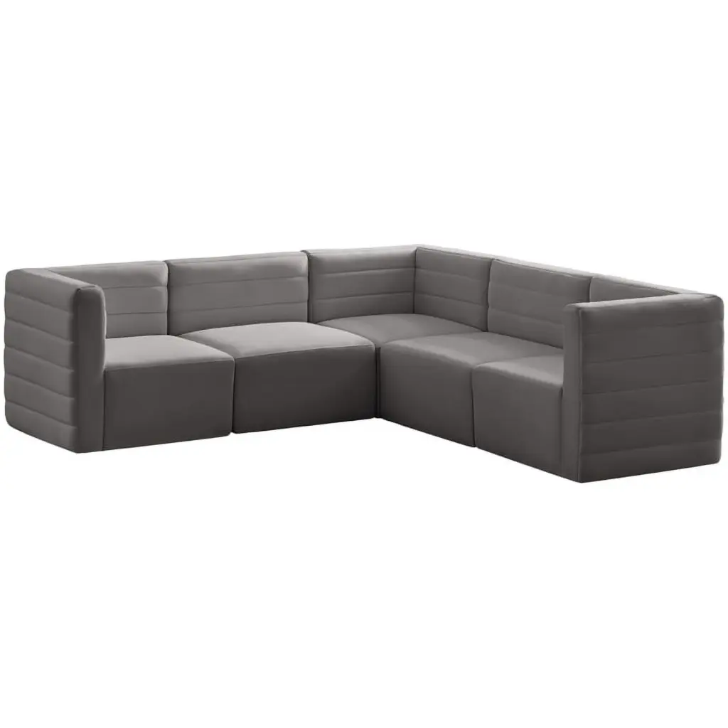 Meridian Furniture Quincy Grey Velvet Modular Sectional Sofa