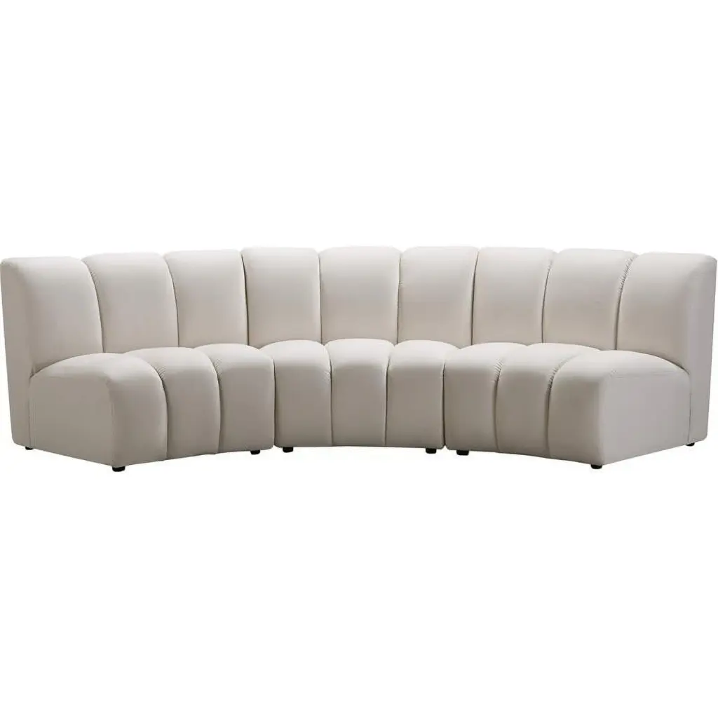 Pemberly Row 3-Piece Contemporary Velvet Modular Sectional Cream