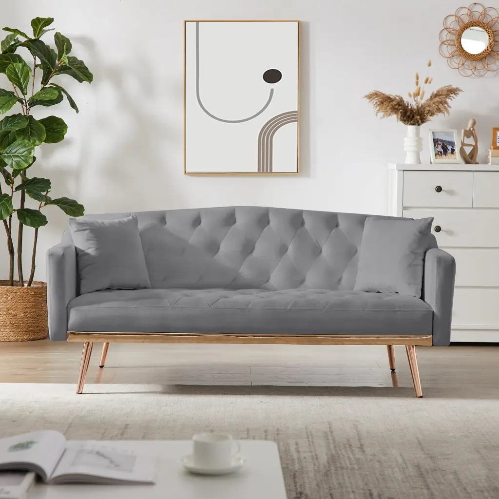 Grey Velvet Sofa Bed Living Room and Bedroom CNCJ