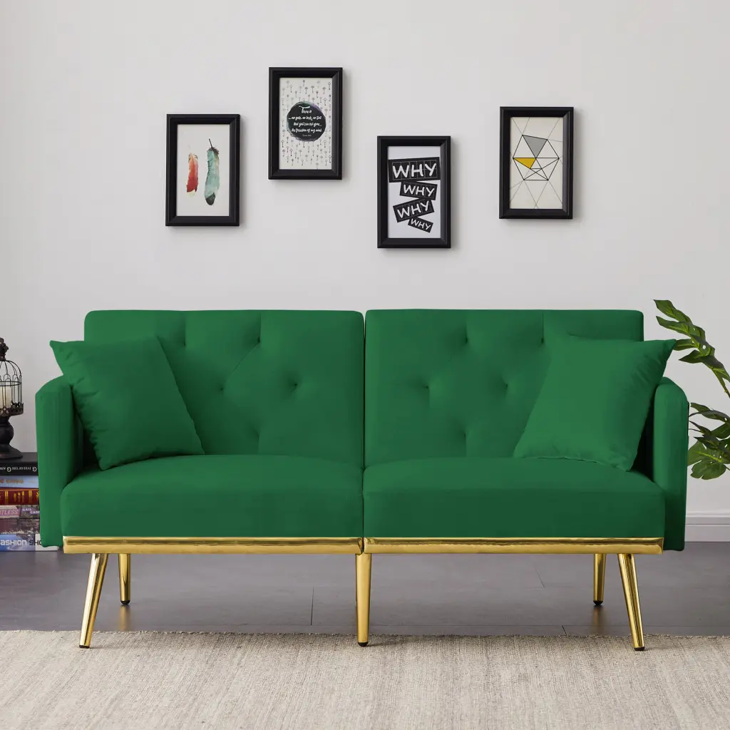 Green Velvet Sofa Bed 55692 Convertible Sleeper Miekor