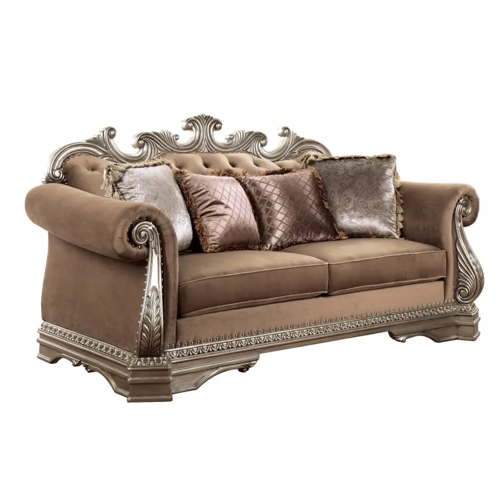 Acme Northville Sofa Velvet and Antique Champagne Acme Furniture