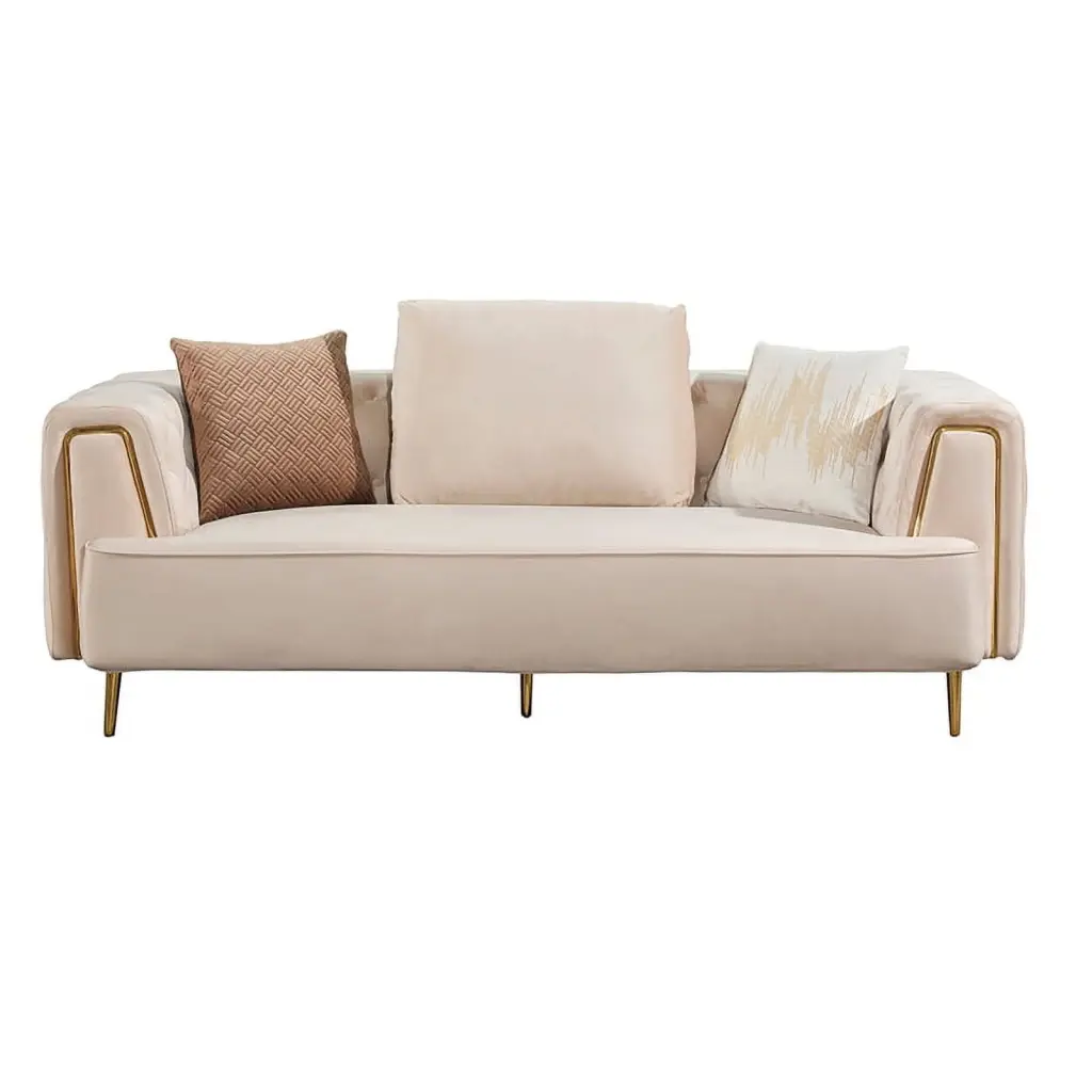 AE-D832 Cream Color Soft Velvet Fabric Sofa - Plush Living Room Sofa American Eagle Furniture