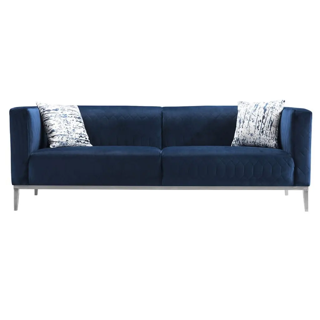American Eagle Furniture AE3802 Fabric Velvet Sofa Dark Blue Color Luxurious Living Room Sofa