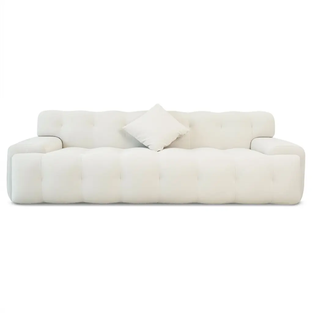 Princeton Mid Century Modern Cream Velvet Living Room Sofa Ashcroft