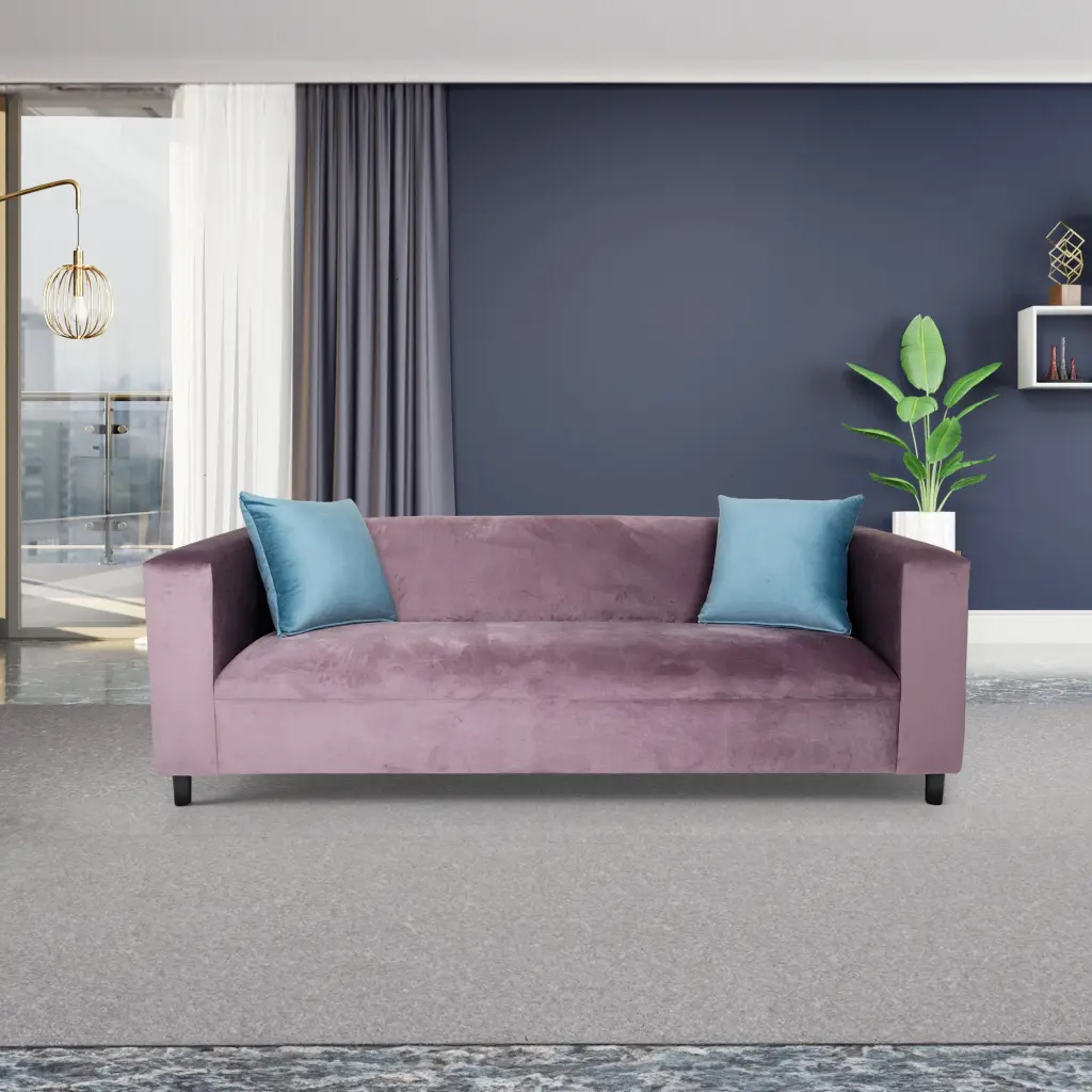 Coast to Coast Sofas Broadway Velvet Sofa Pillows and Solid Wood Frame