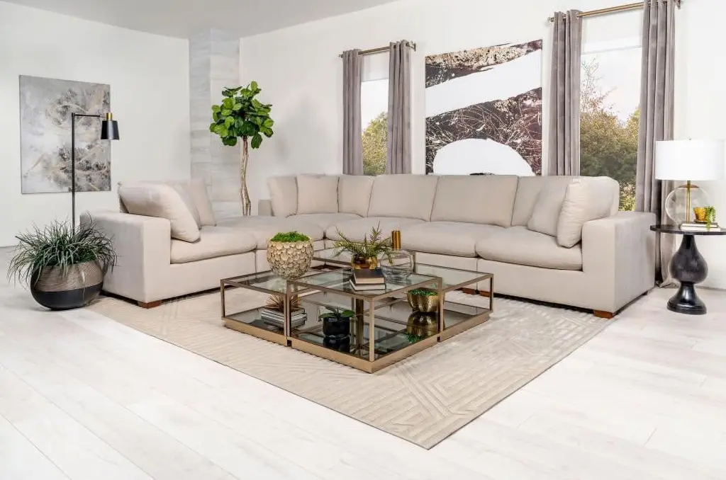 Coaster Lakeview 6-piece Velvet Upholstered Modular Sectional Sofa Ivory - Luxurious Velvet Living Room Couch Coaster Company