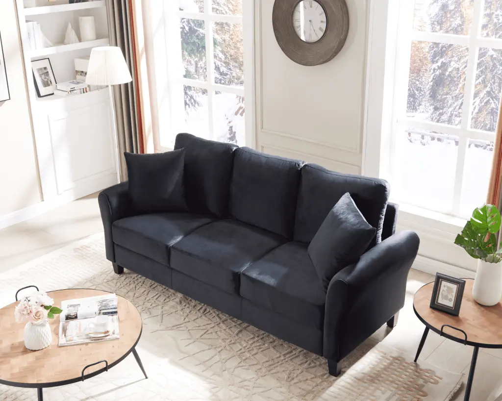 CoSoTower 78 Inch Modern Velvet 3-Seater Sofa 2 Pillows and Plastic Legs