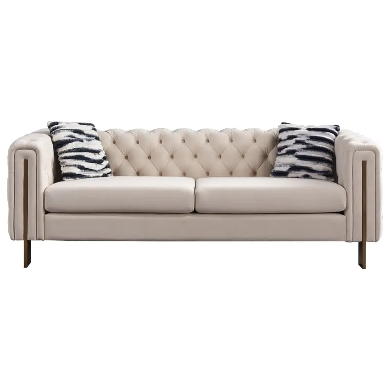 CoSoTower Modern Velvet Sofa Cream Color Tufted Square Arm Living Room Couch