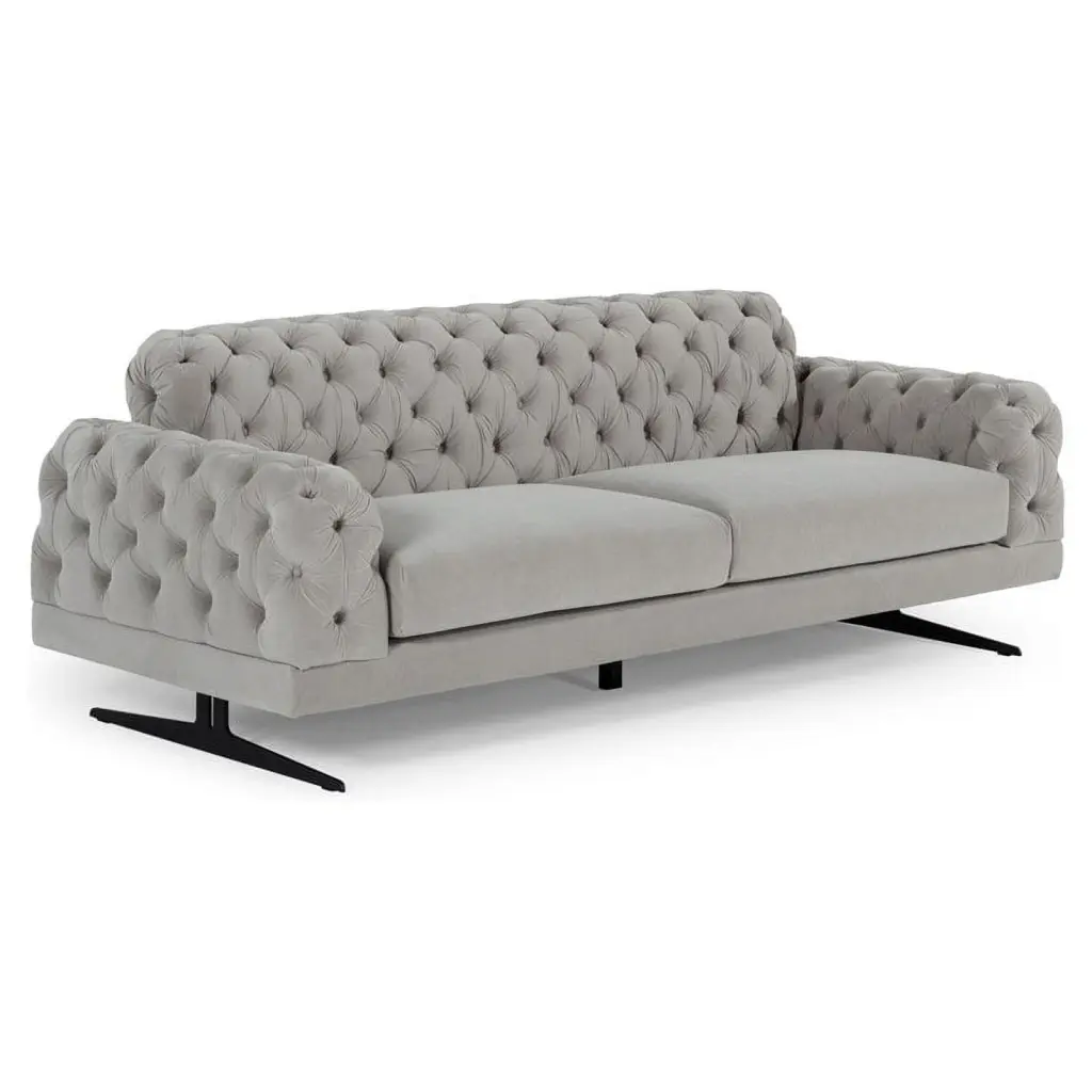 Divani Casa Sepulveda Modern Gray Black Velvet and Metal Sofa