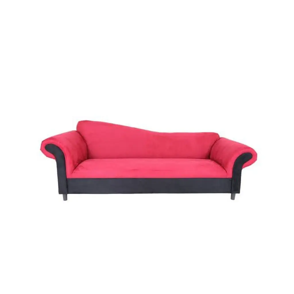 98 Inch Red Velvet and Black Settee Sofa Luxury Lounge Fancy Fixtures