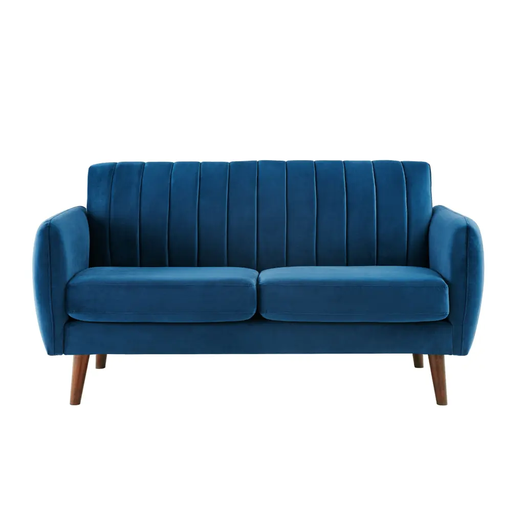 Home Meridian Nile Mid-Century Modern Velvet Sofa Navy Blue - Upholstered Living Room Couch