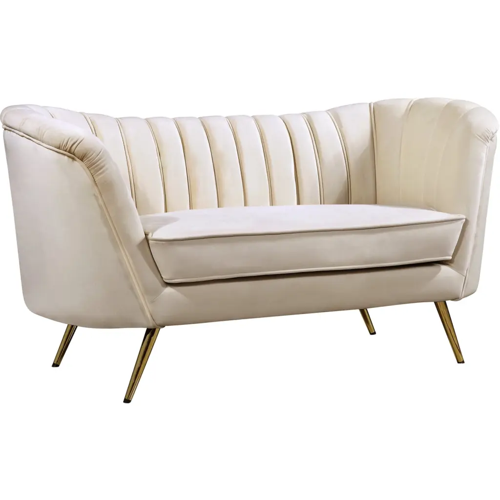 Homestock Farmhouse Fresh Cream Velvet Loveseat - Cozy Farmhouse Sofa