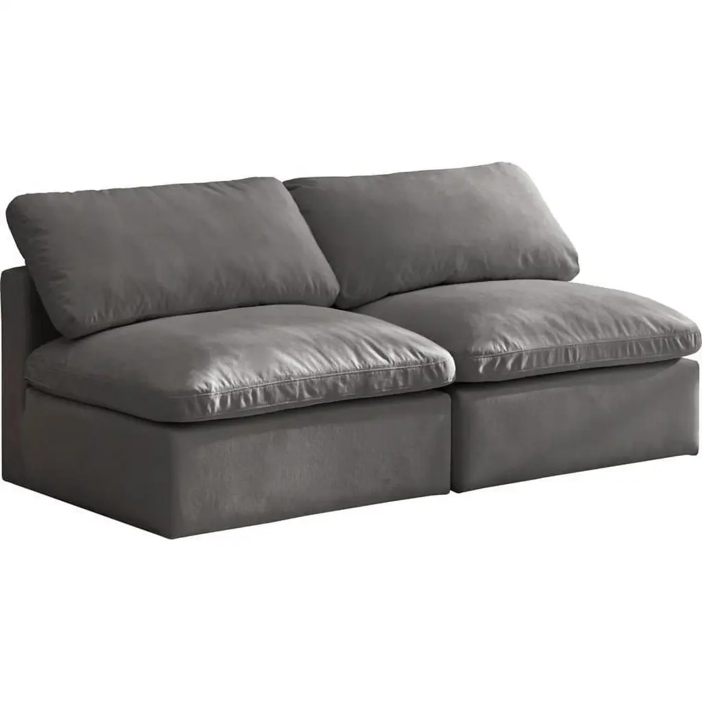 Maklaine Contemporary Gray Velvet Modular Armless Sofa Living Room