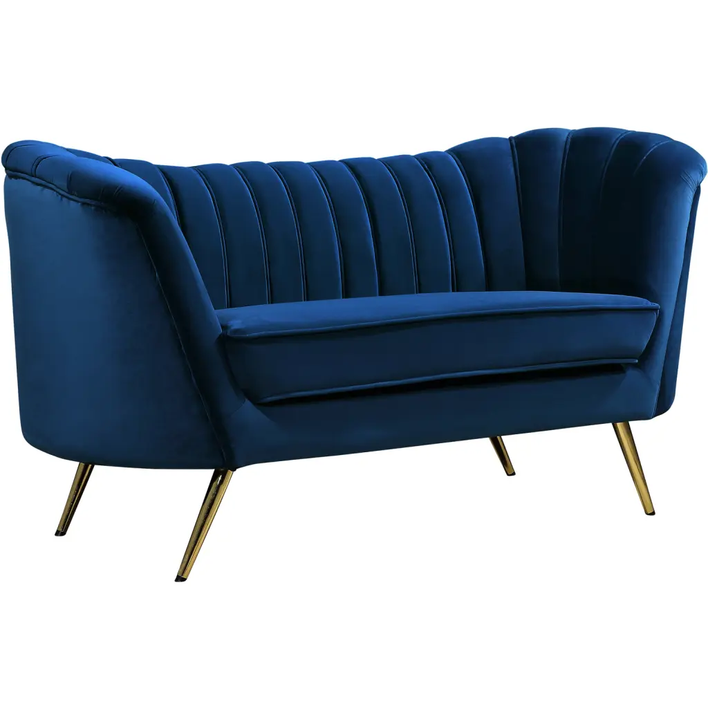Maykoosh Old World Charm Navy Velvet Loveseat - Vintage Luxury Sofa