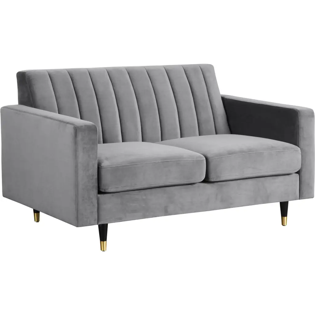 Maykoosh Rustic Recluse Grey Velvet Loveseat - Stylish Velvet Sofa