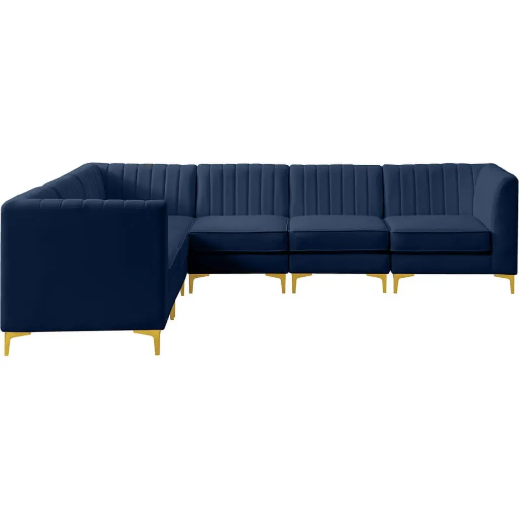 Meridian Furniture Alina Navy Blue Velvet Modular Sectional Sofa Set