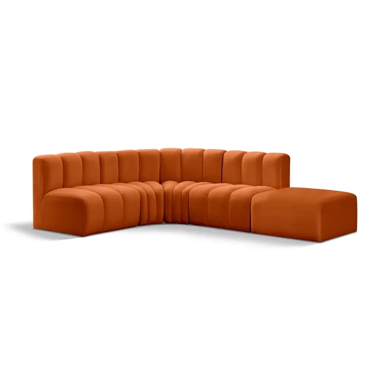 Meridian Furniture Arc Cognac Velvet Modular Sofa Luxurious Spaces