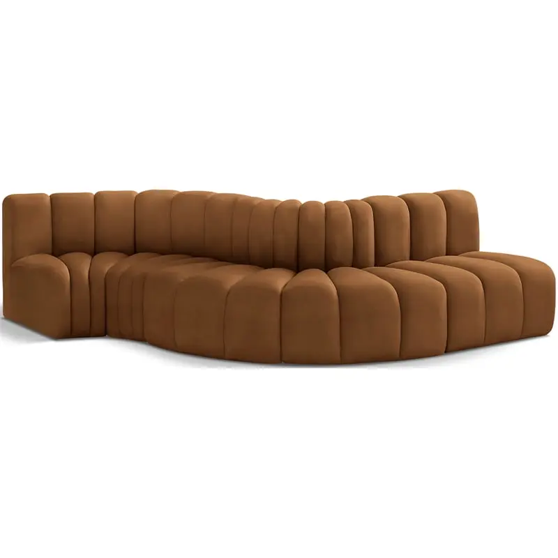 Meridian Furniture Arc Saddle Velvet Modular Sofa - Elegant Living Room Sectional Luxurious Velvet Upholstery