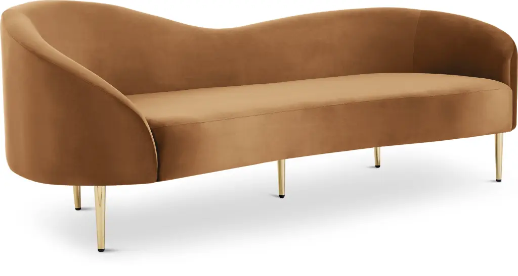 Meridian Furniture Ritz Saddle Velvet Sofa - Luxury Living Room Couch