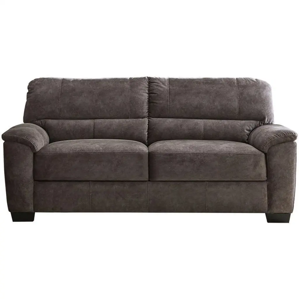 Pemberly Row Transitional Upholstered Pillow Top Arm Velvet Sofa Gray