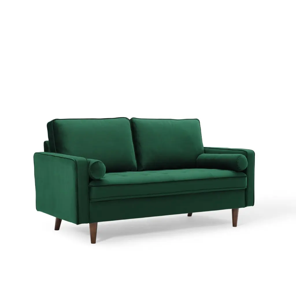 Ergode Valour Performance Velvet Loveseat Green Modern 2-Seater Sofa