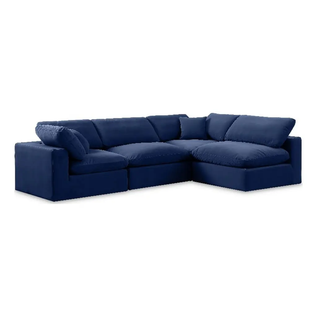 Meridian Furniture Comfy Navy Velvet 4-Pc Modular Sectional