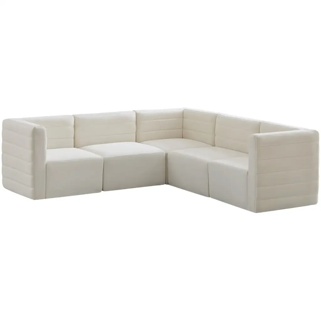 Meridian Furniture Quincy Cream Velvet Modular Sectional