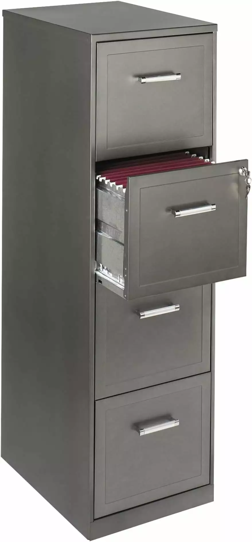 HUHAN 18D 4-Drawer Vertical File Cabinet Metallic Charcoal