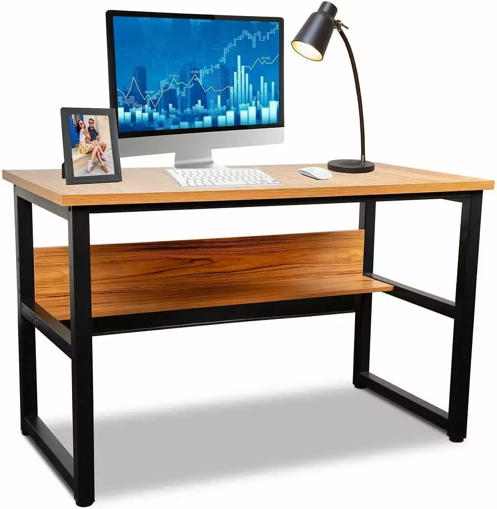 47 Inch Halter Computer Desk Storage Office Desk Shelves Home or Office Computer Desk Shelves PC Monitor Desktop Gaming De...