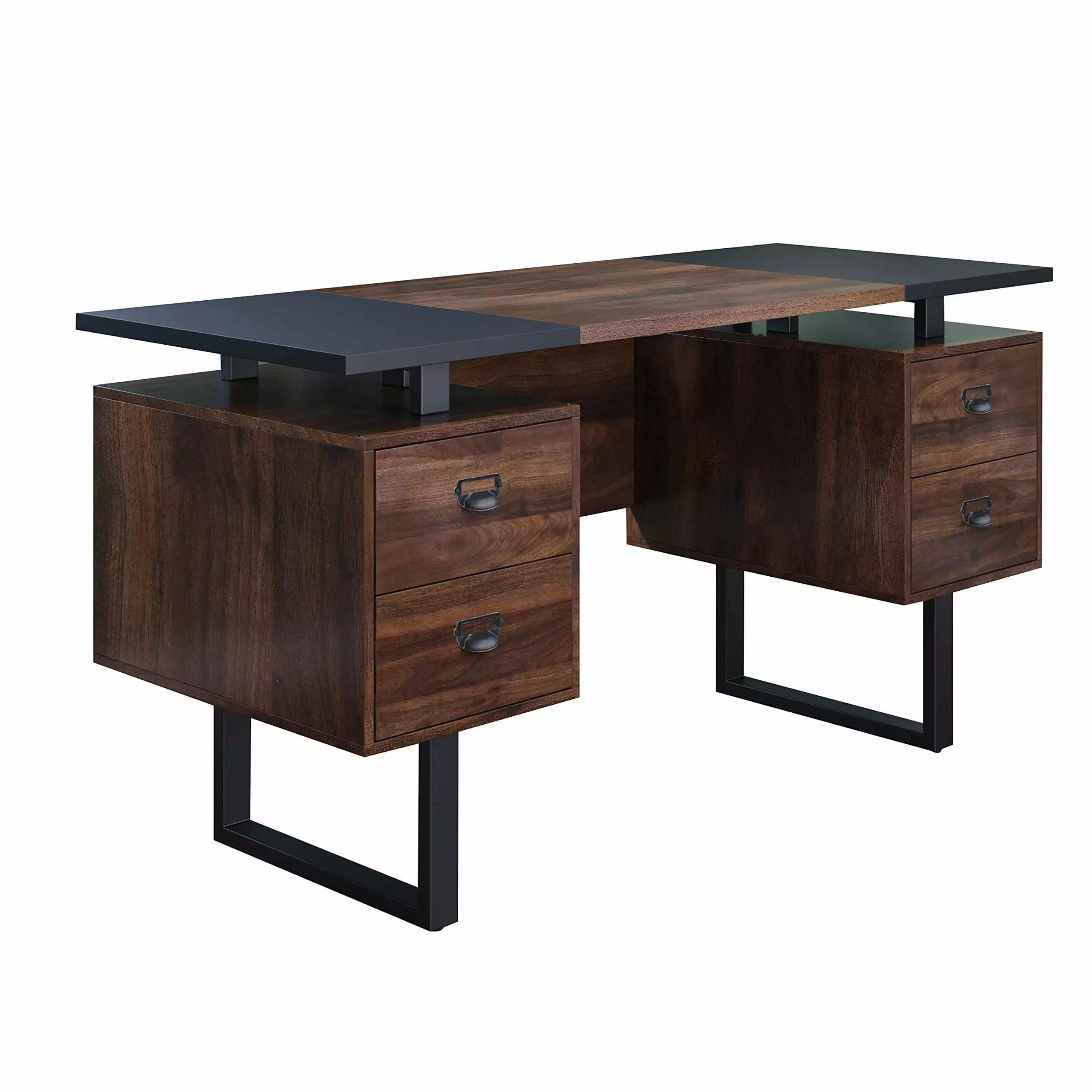 JESONVID Computer Desk Drawers 59L Contemporary Home Office Laptop Desk Floating Desktop 4 Storage Drawers Vintage Study G...