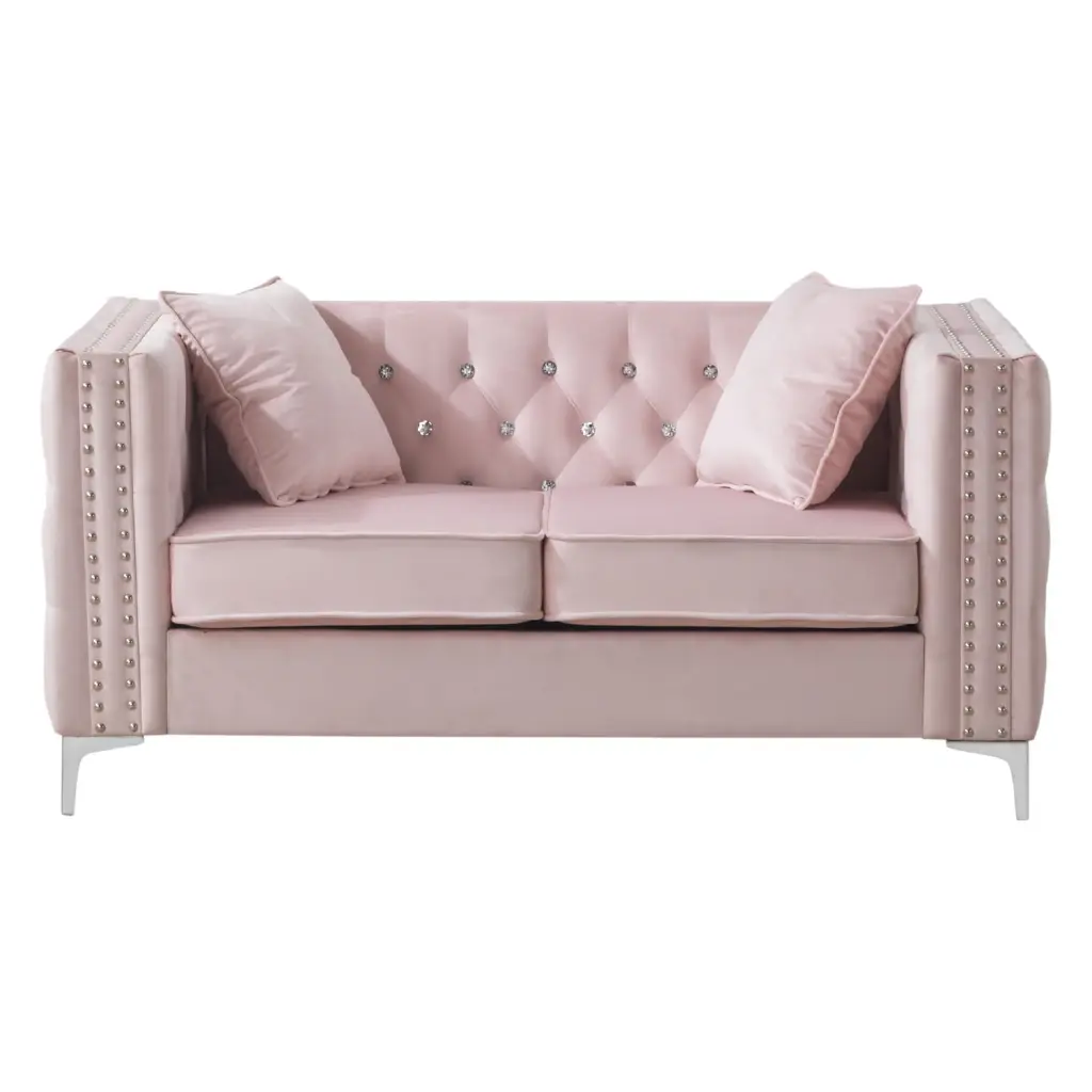 Homestock Medieval Majesty Pink Loveseat Classic Home Decor