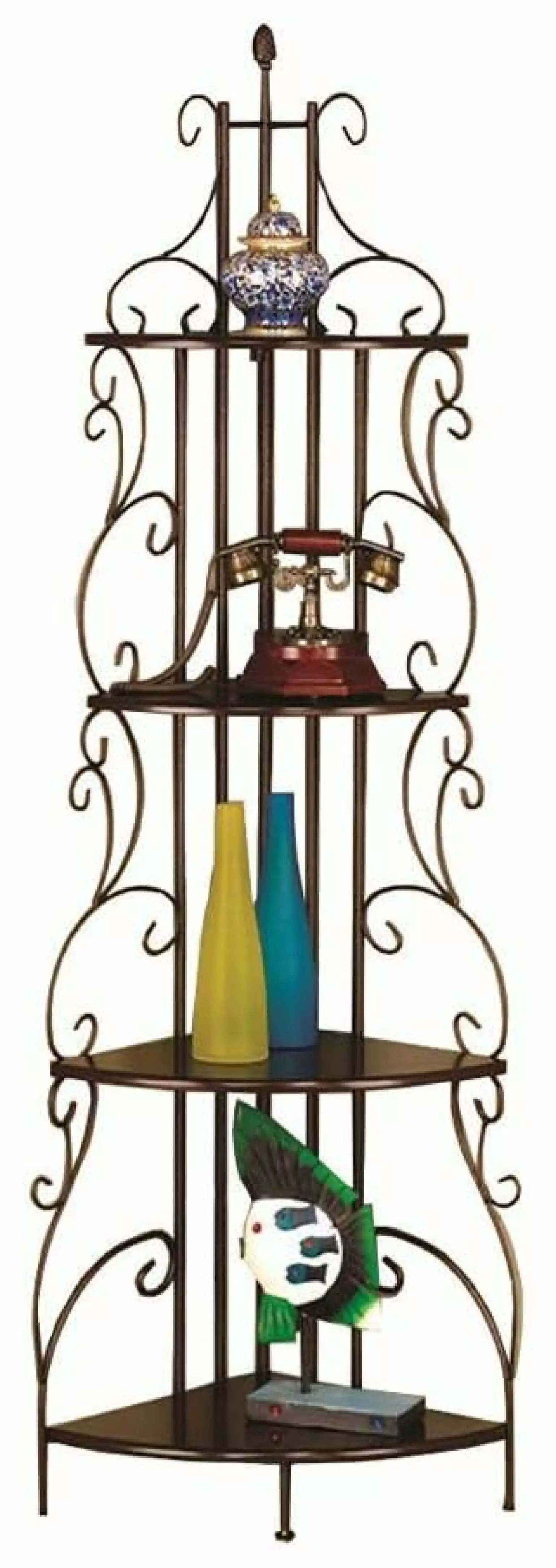 Superwum Coaster Furniture 4-Shelf Cappuccino and Copper Corner Bookcase 74.5H