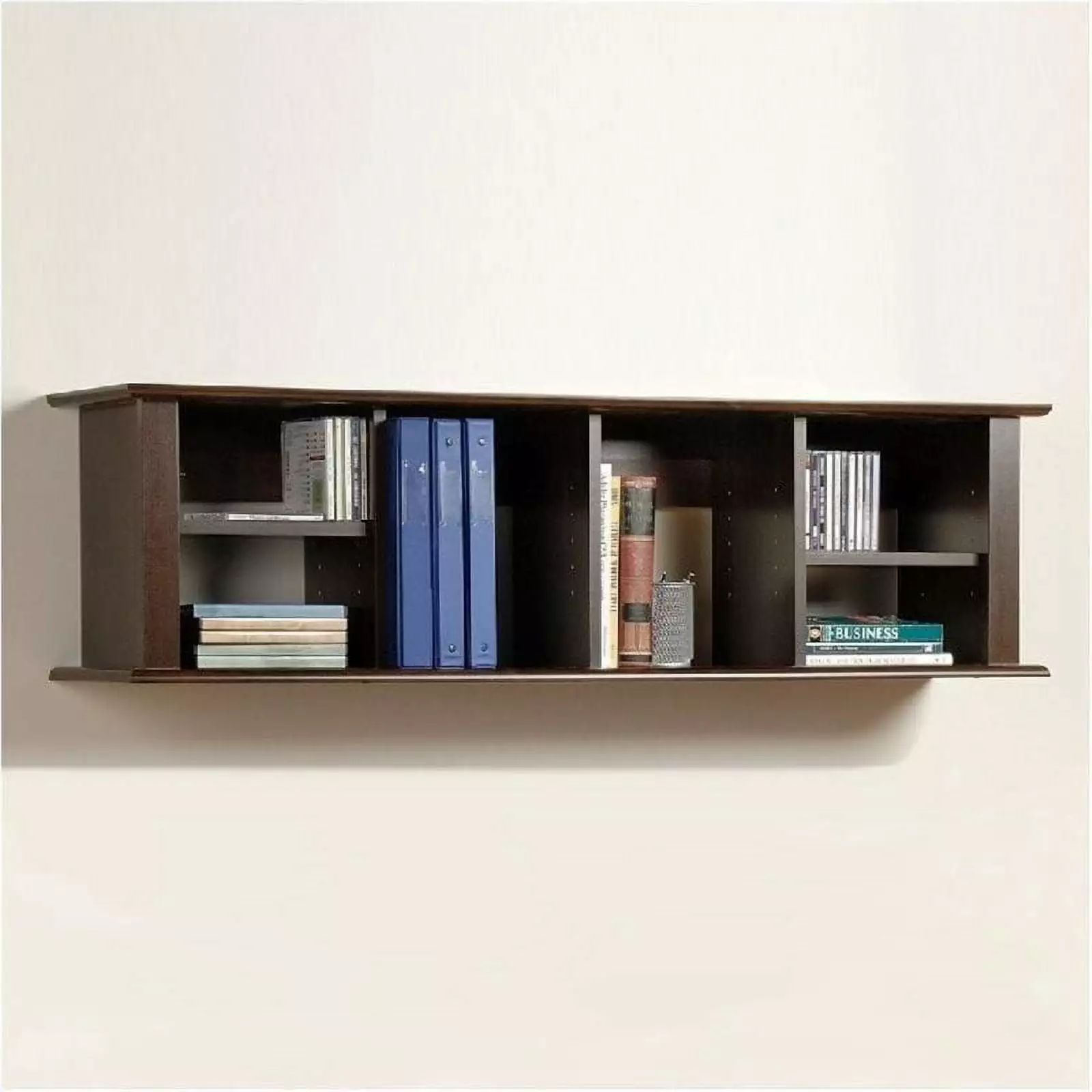 Bowery Hill Wall Hanging Hutch Espresso Wooden Display Cabinet