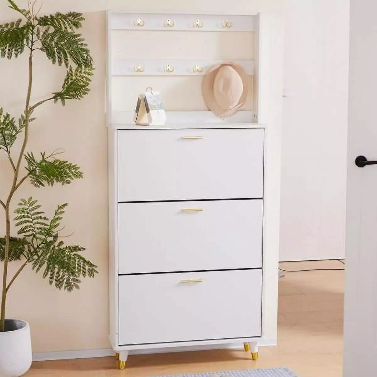 Entryway Bedroom Armoire Shoe Cabinet Wardrobe Closet Drawers and Shelves YTTX