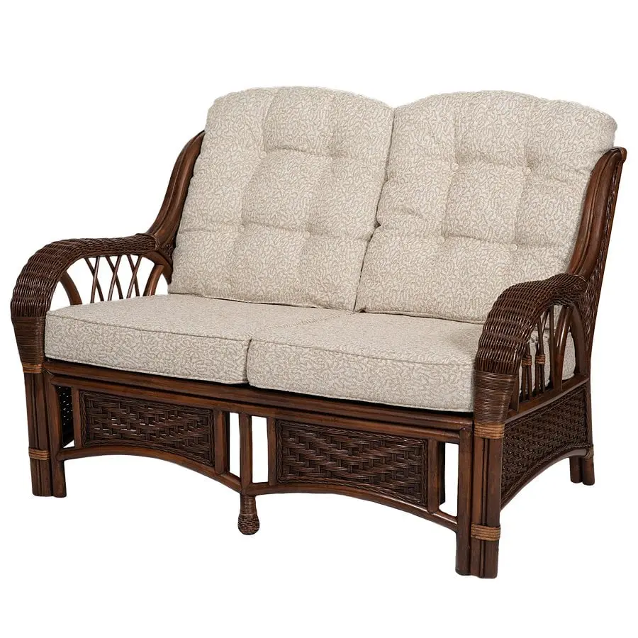 SK New Interiors Alexa Living Sofa Loveseat Dark Walnut Rattan Wicker Design