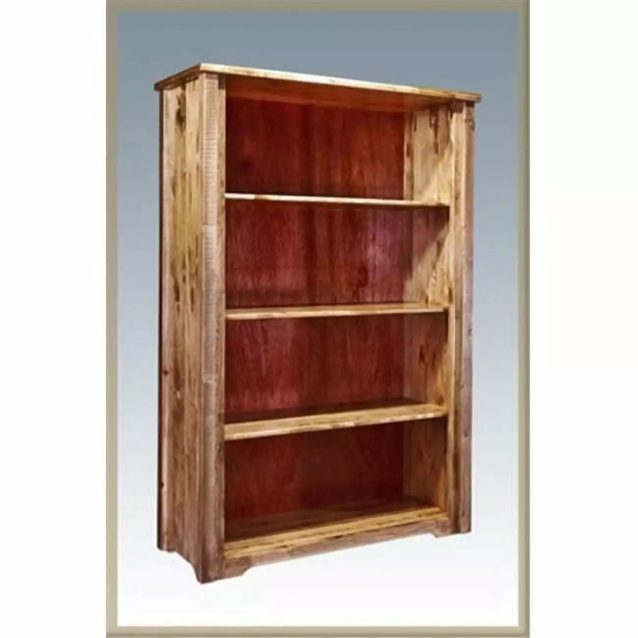 Homestead Collection Bookcase Stained and Lacquered Rustic Storage Shelf D2D Technologies
