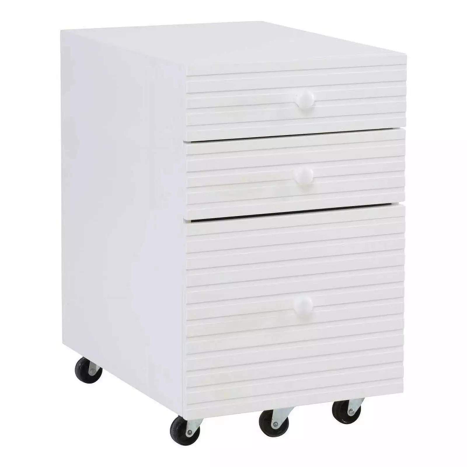 Linon Sway Wood File Cabinet 3 Drawers Rolling Castors Pure White
