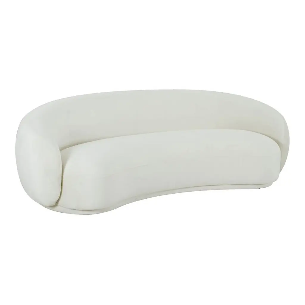 Maklaine 28.4 Inch Modern Cream Velvet Upholstered Wood Sofa