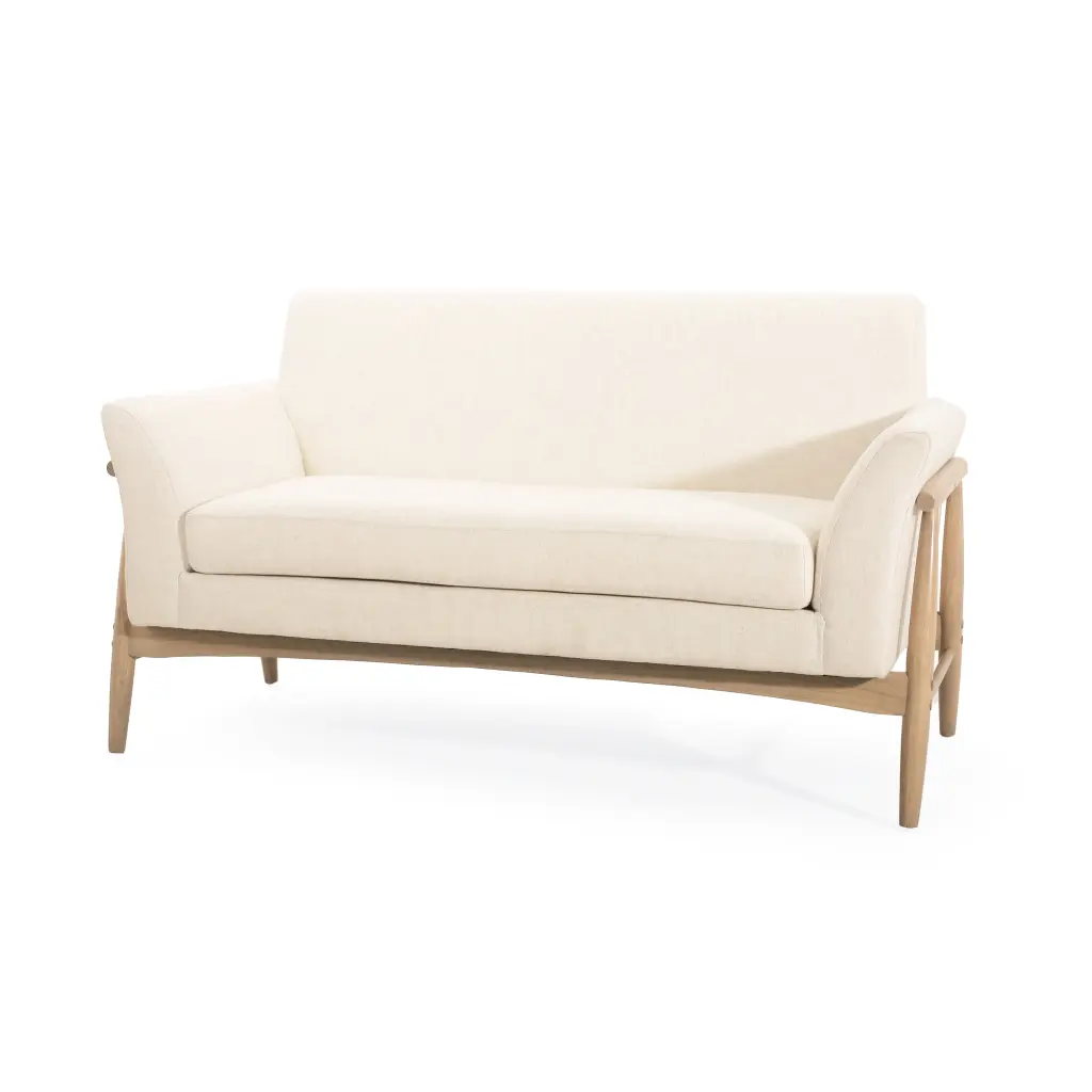 GDF Studio Indoor Wood Love Seats Fabric Beige GDFSTUDIO