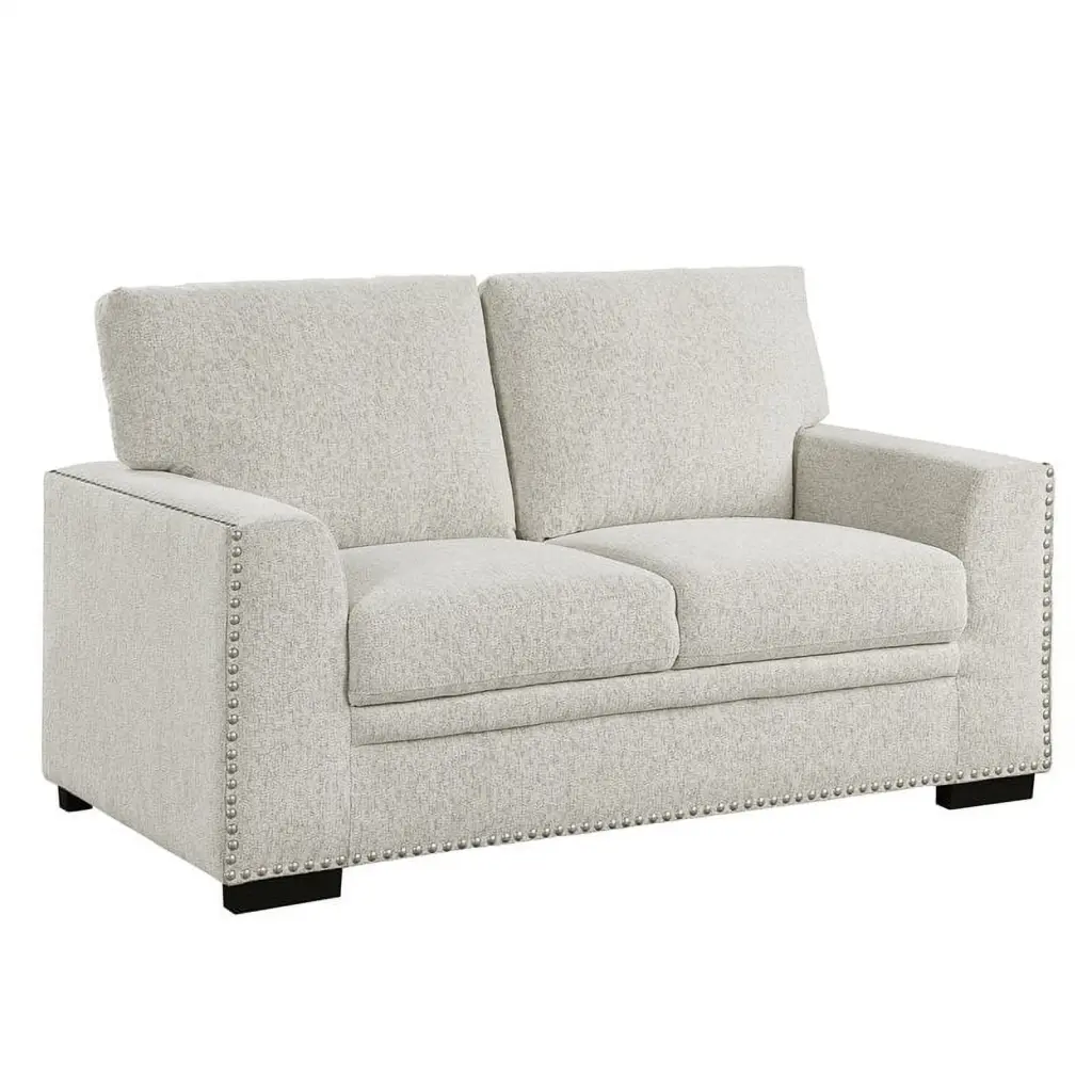 Lexicon Contemporary Wood Loveseat Beige Chenille Modern Living Rooms
