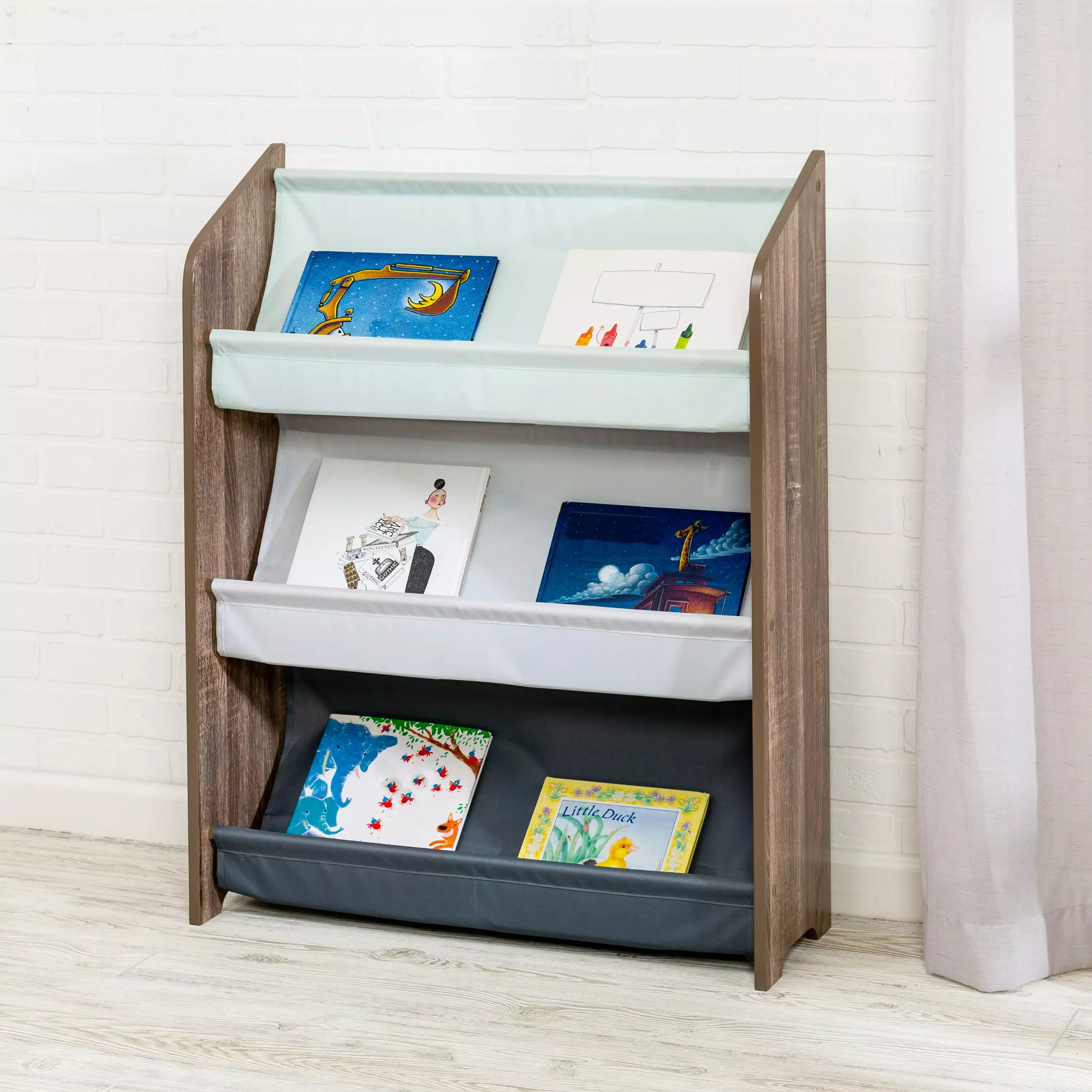 Honey-Can-Do 3-Shelves Kids Bookcase Brown Green