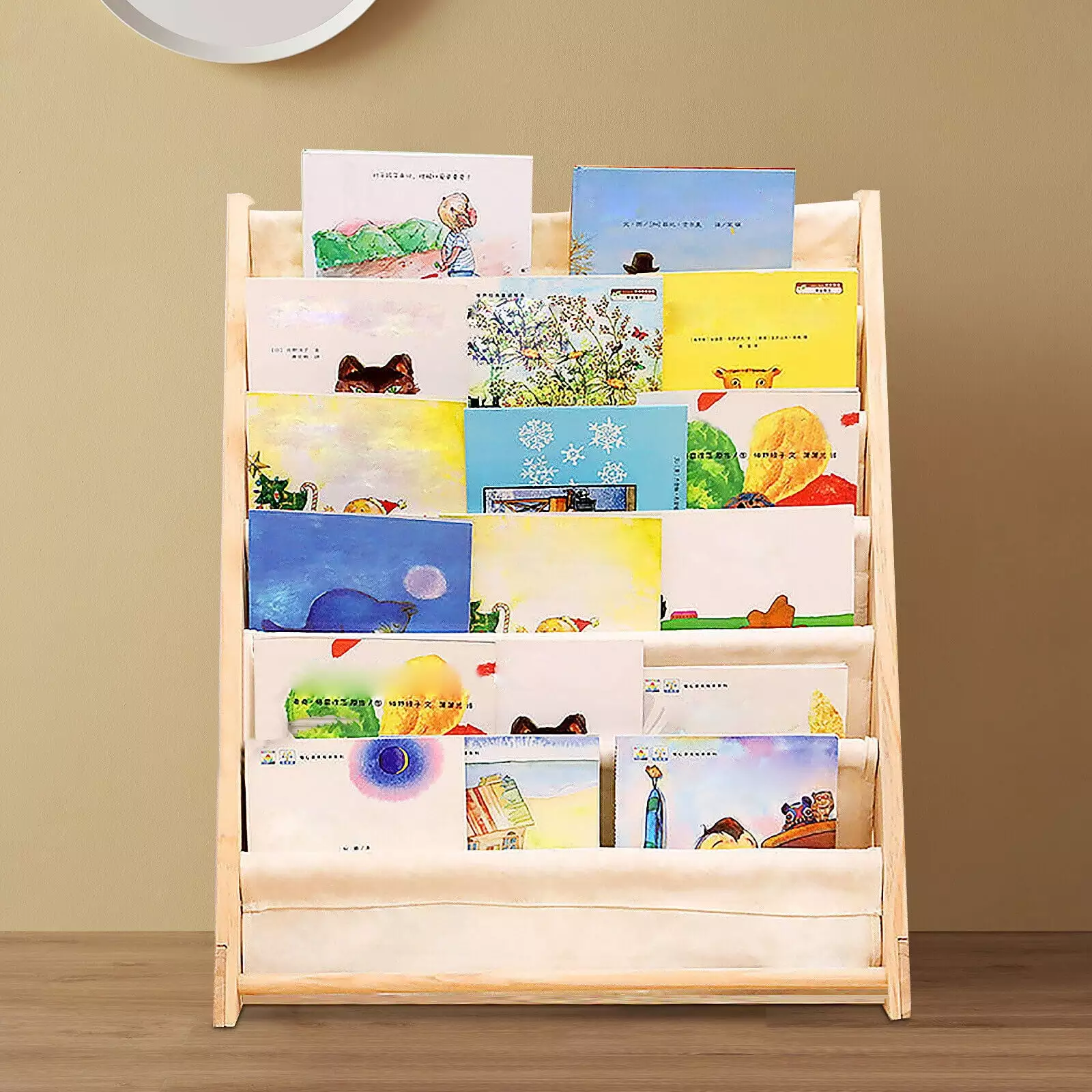YIYIBYUS Wooden Bookshelf Organizer Children 6-Tier Kids Bookshelf Book Rack Space Saving