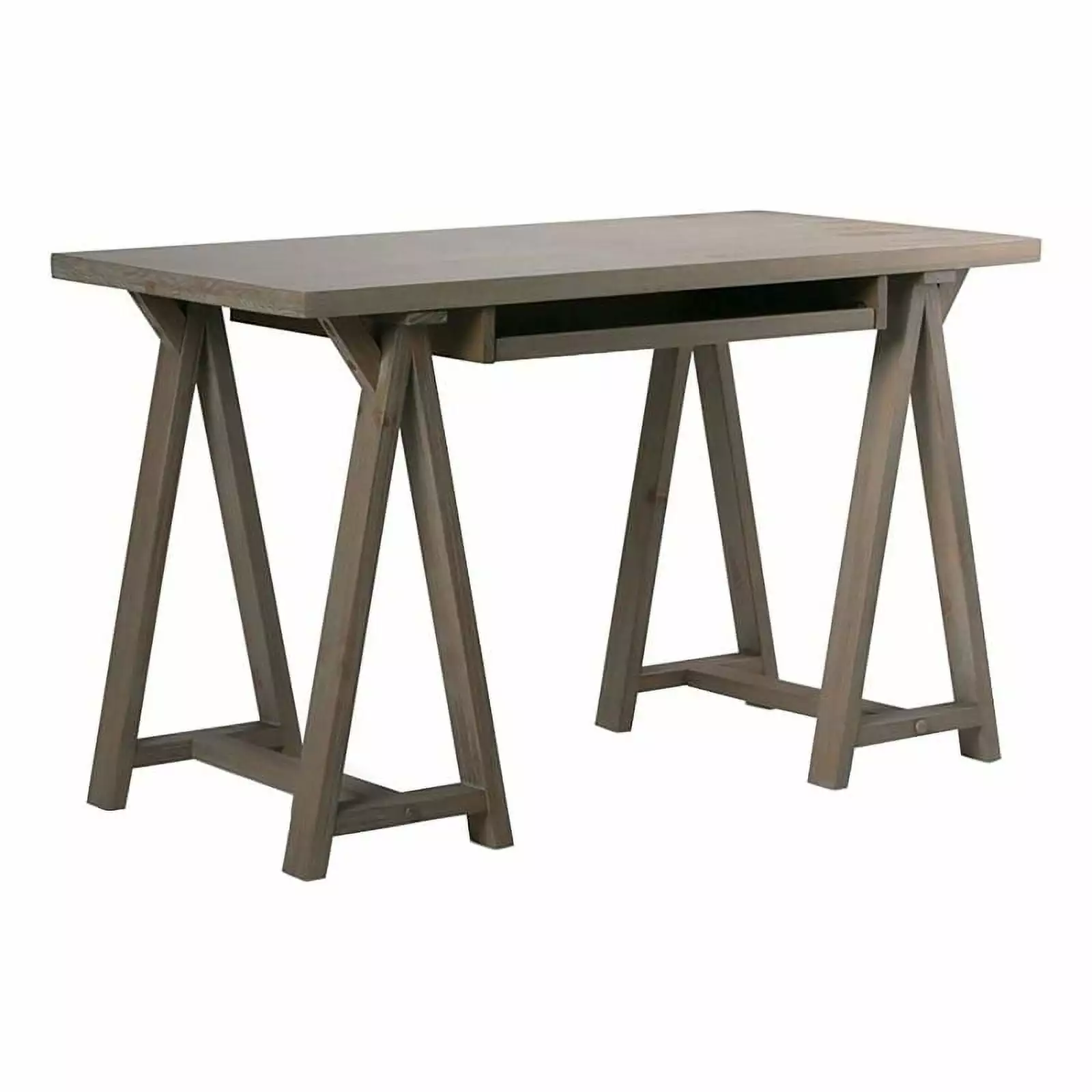 Atlin Designs 50 Rustic Solid Pine Wood Computer Desk Distressed Gray