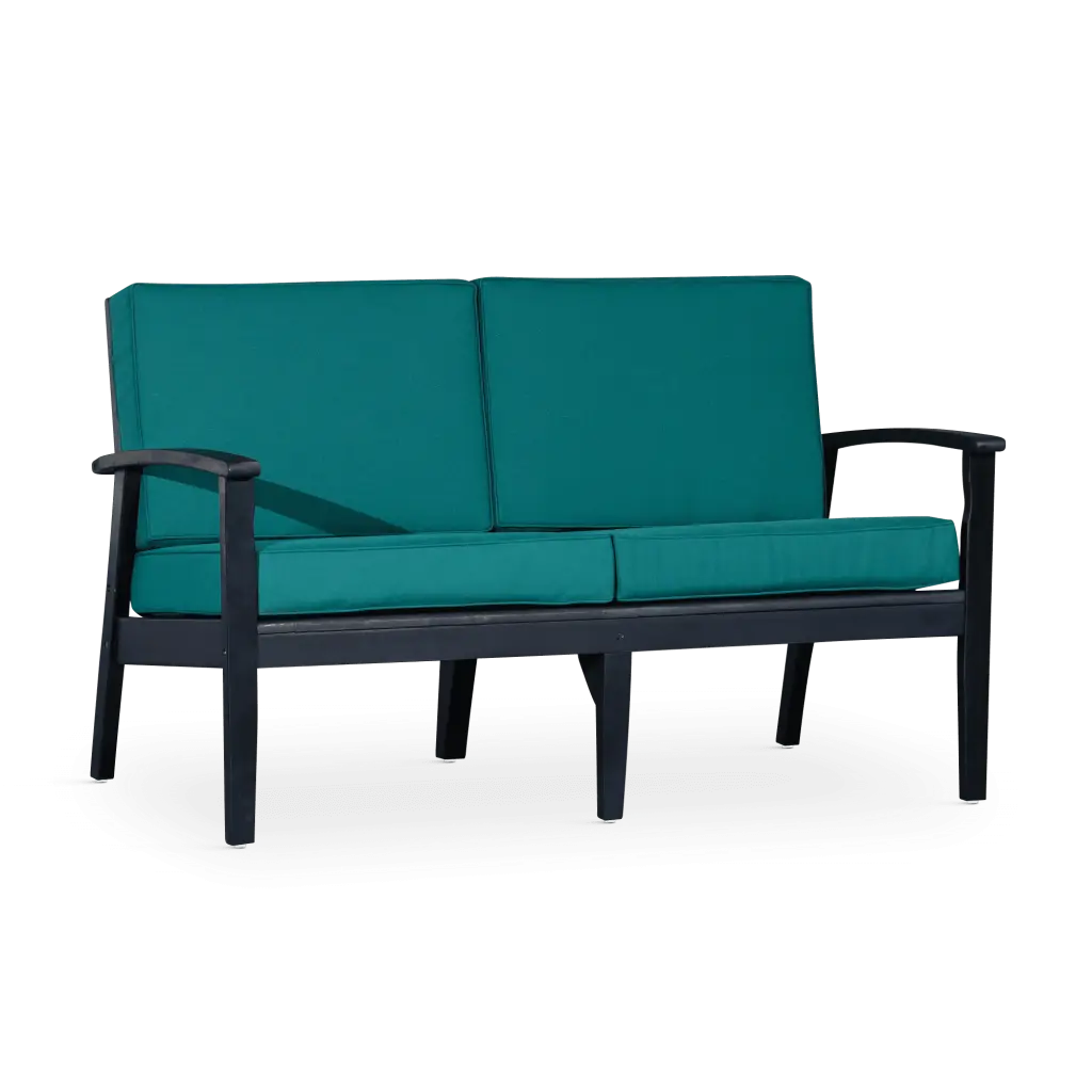 Eucalyptus Loveseat Cushions Espresso Finish and Dark Green Cushions Jamini