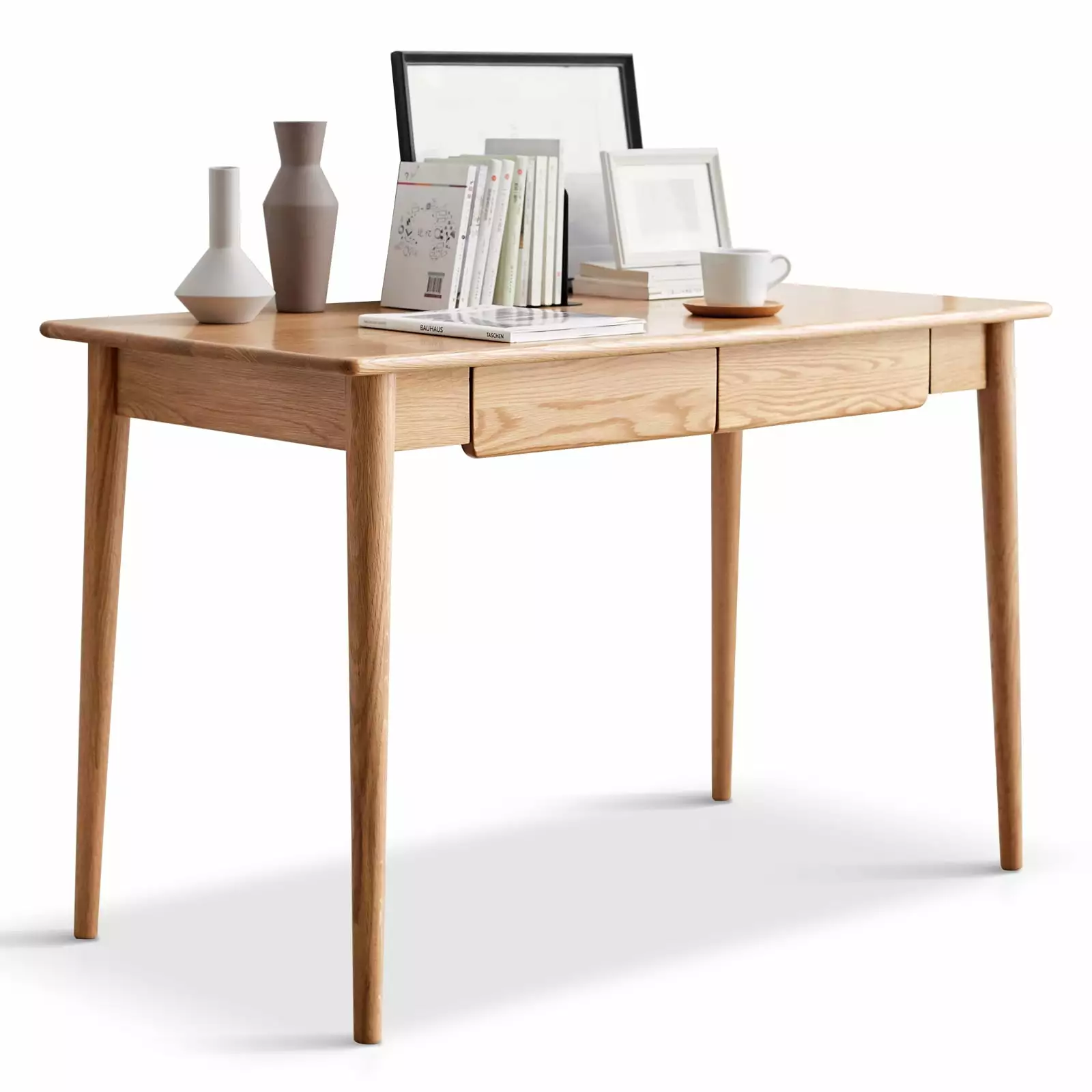 Computer Desk Natural Solid Wood Writing Desk 2 Drawers Study Desk Dressing Table Modern Furniture Simple Study Makeup Wor...