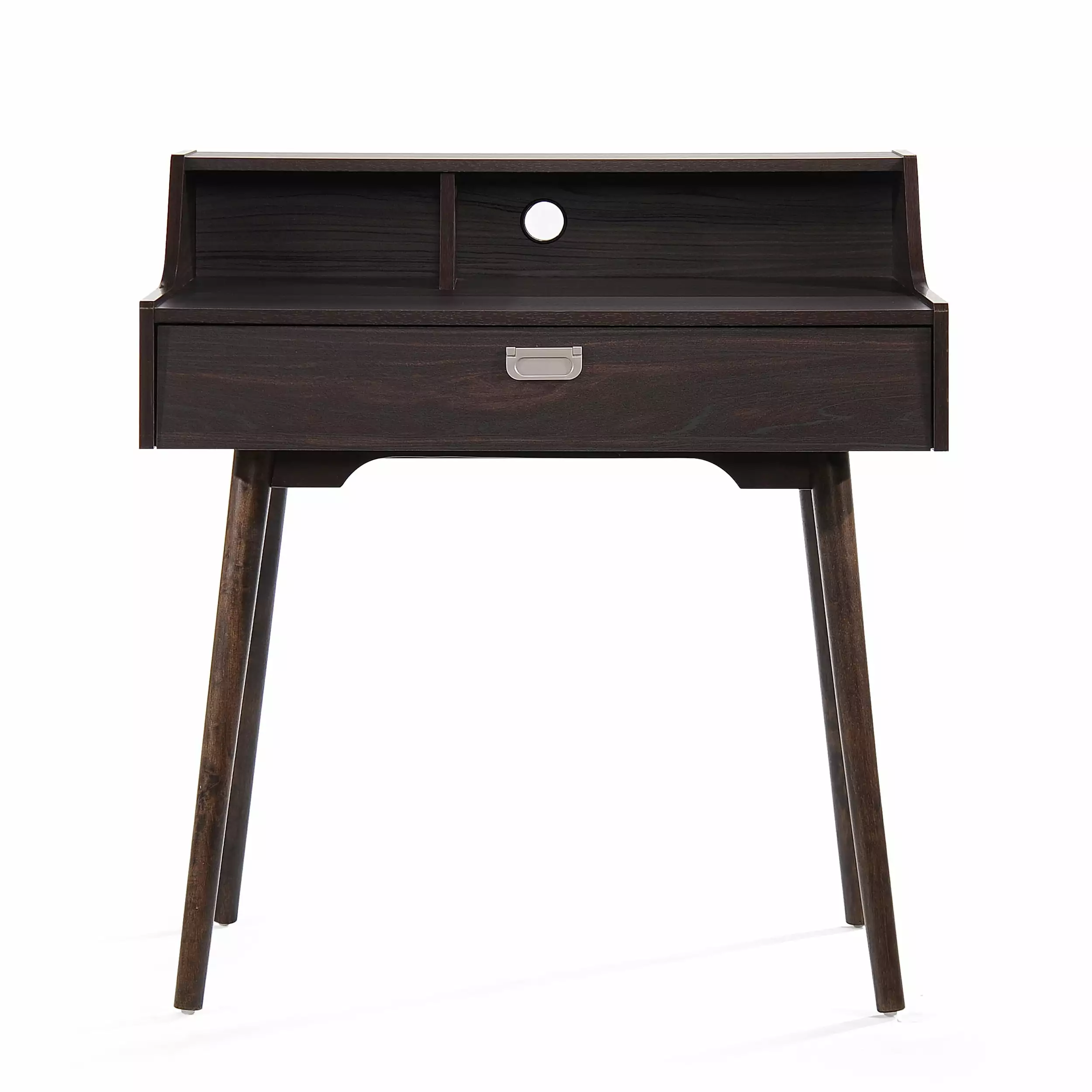 Study Desk 23 Inch Home Office Desk Drawers and Storage Shelves Dark Brown General