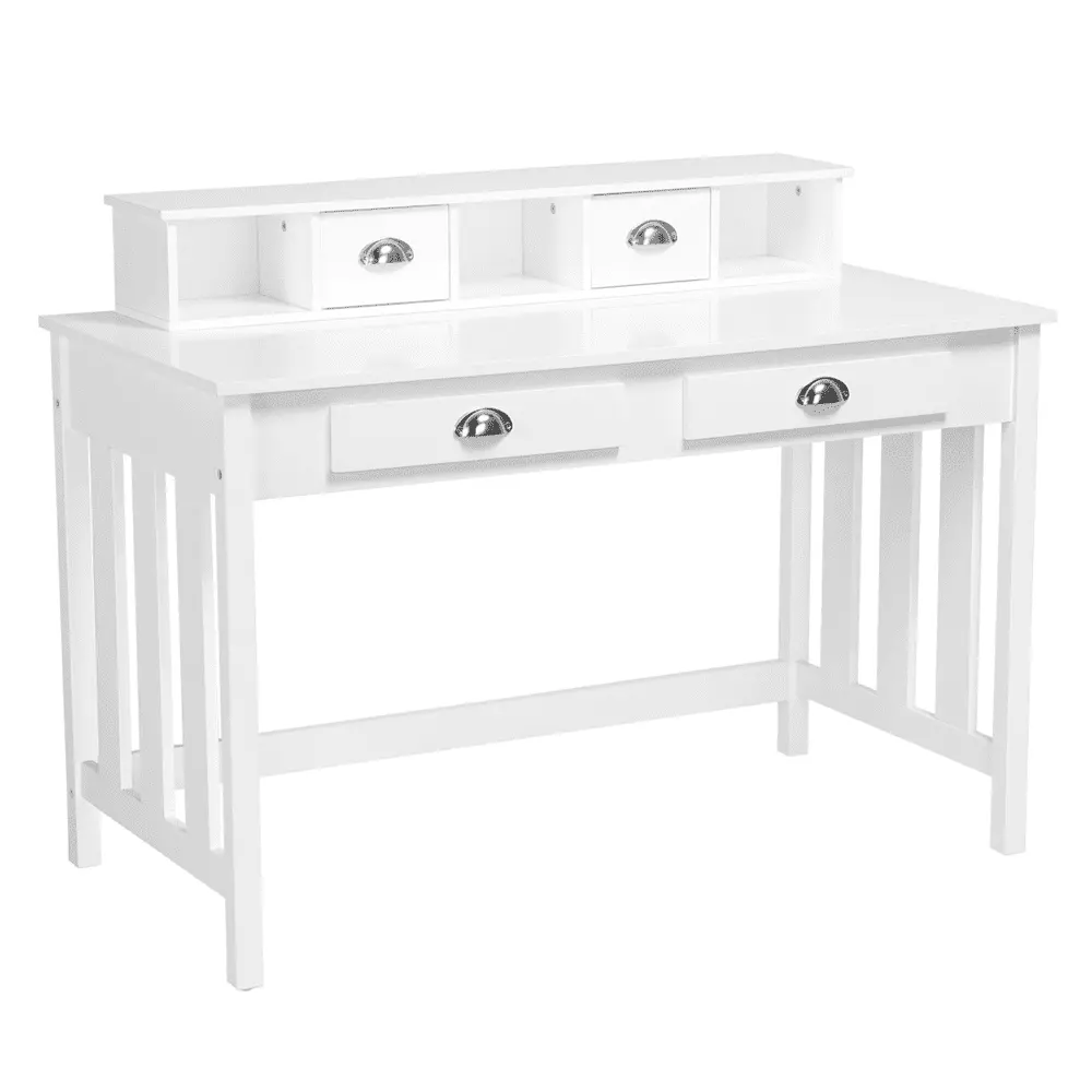 Yaheetech Writing Desk Home Office Computer Desk Wood Organizer 4 Drawers White