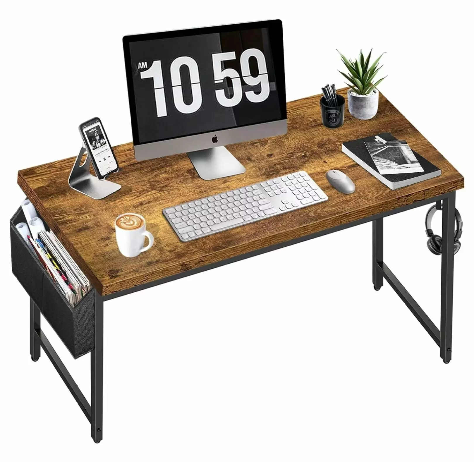 ZeloraGildan 47 Inch Vintage Home Office Desk Rustic Brown Study Table