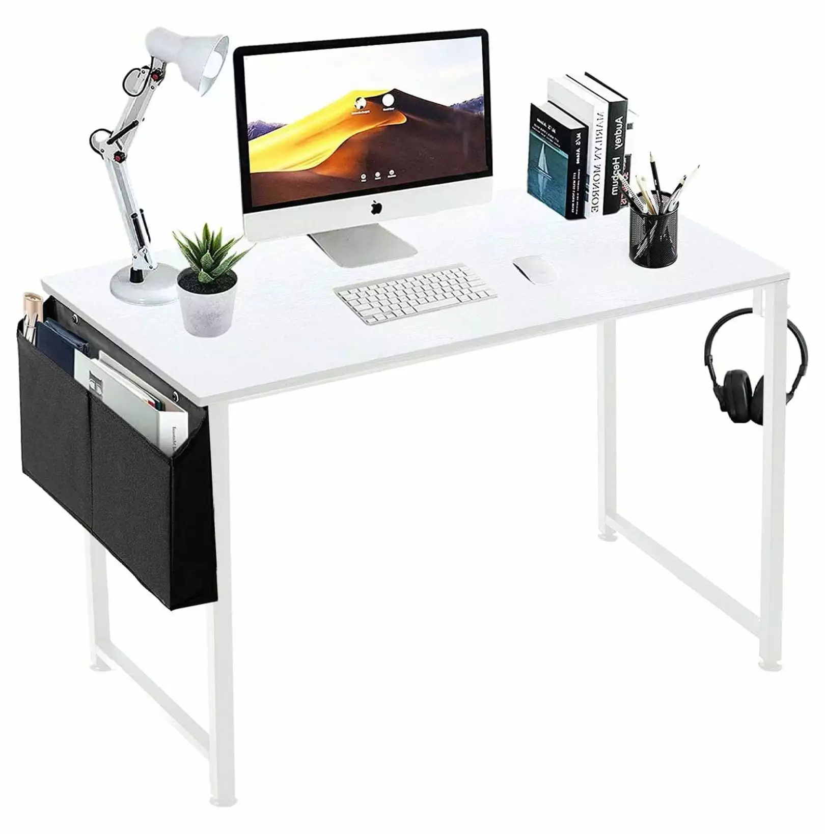 ZeloraGildan 47 Inch White Office Computer Desk Modern Simple Student Study Table Home Office Bedroom